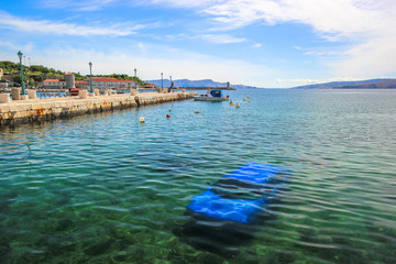 blue car underwater