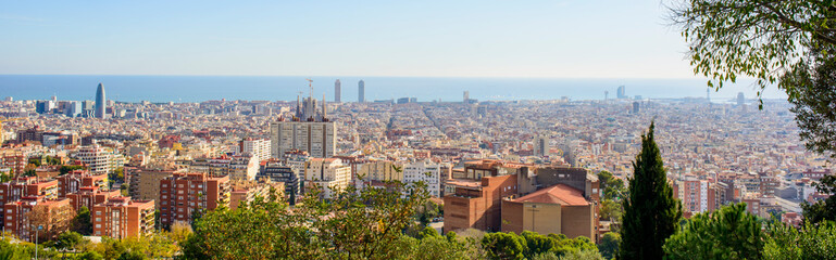 Fototapeta na wymiar panorama of barcelona from park guell