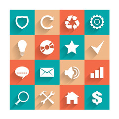 Set of flat business icons for mobile app and web