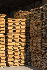 Wooden boards stacked