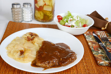 Chicken Fried Steak and Mashed Potatoes with Gravy and Mixed Salad