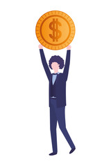 businessman  with dollar sign avatar character