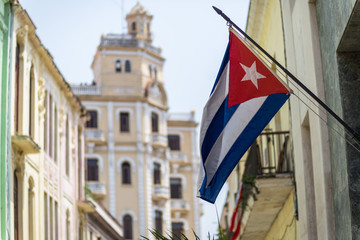 cuban flag at havana streets