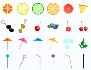 Cocktail vector. Different cocktails set of icons. Cocktail collection