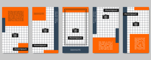 Trendy social network stories editable vector templates collection. Web application background for social media