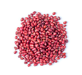 Azuki Bean or Red Bean Seeds Top View on White Background