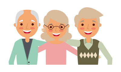 group of old people embraced portrait