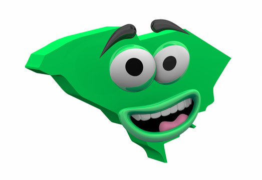 recommend clip art: South Carolina State Map Eyes Mouth Funny Cartoon Face 3d Illustration