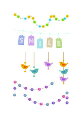 set of cute vector decorate light bulb garlands  for interior. colorful decorations 