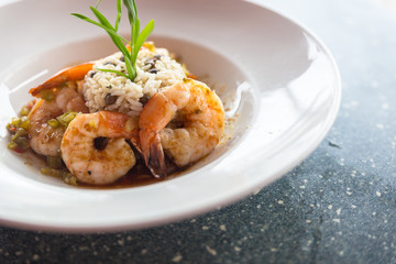 grilled prawns and rice