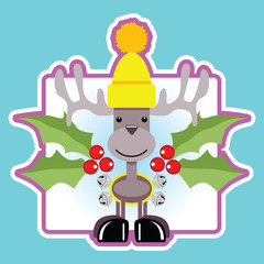 Christmas Reindeer sticker emblem design