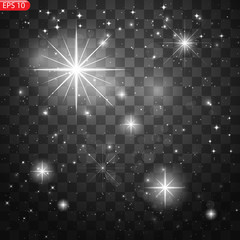 Glow light effect. Star burst with sparkles