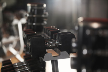 Modern sports equipment in gym. Healthy lifestyle