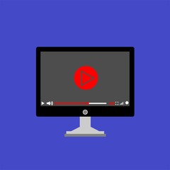 Video tutorials, study and learning concept. Vector flat illustration - Vector