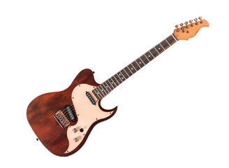 Electric guitar on white background, top view © New Africa
