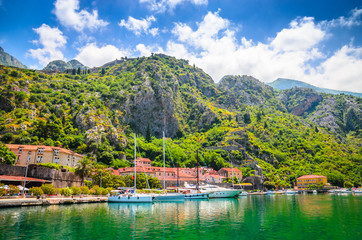 Fototapeta na wymiar Port in old town Kotor, Montenegro.