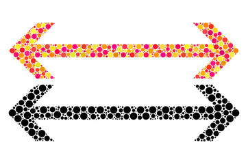 Dot horizontal flip mosaic icons. Vector horizontal flip pictograms in multi-colored and black versions. Collages of variable round elements.