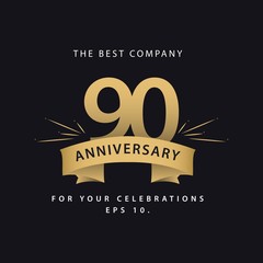 90 Year Anniversary Vector Template Design Illustration