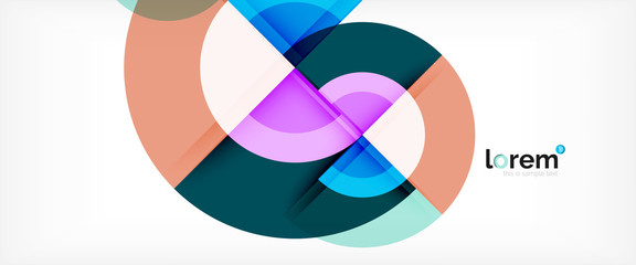 Obraz premium Modern geometric circles abstract background, colorful round shapes with shadow effects