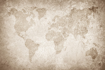 World map vintage pattern/ art concrete texture on background in black. - obrazy, fototapety, plakaty