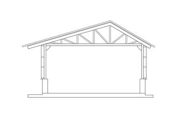 Abstract outline drawing, space frame structure of house vector illustration