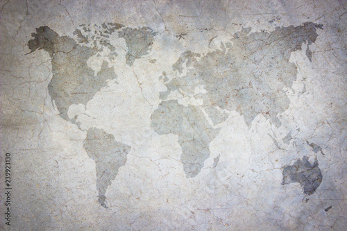 World Map Vintage Pattern Art Concrete Texture On Background In Black Wall Mural Phokin