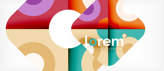 Geometric colorful shapes composition abstract background. Minimal dynamic design