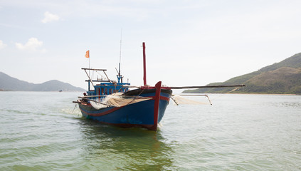 Fishing boat on the sea in Vietnam