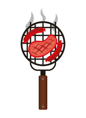 grill barbecue sausages and steak