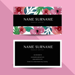 Beautiful Watercolor Flower Business Card Template Design