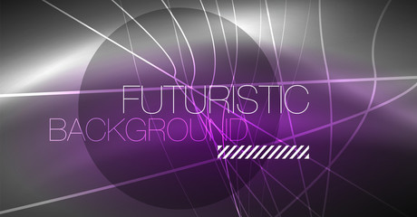 Digital technology abstract background - neon geometric design. Abstract glowing lines. Colorful techno background. Futuristic shape.