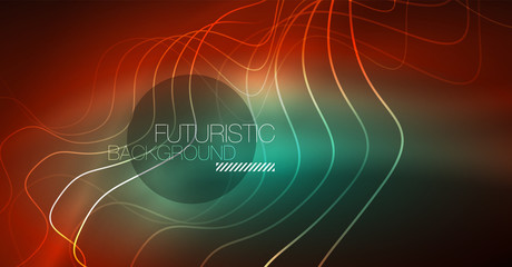 Neon lines wave background. Abstract composition