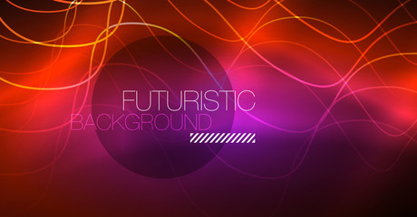 Neon lines wave background. Abstract composition