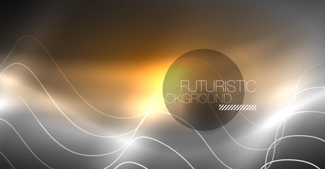 Neon lines wave background. Abstract composition