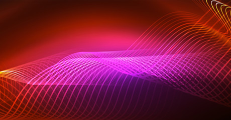 Neon lines wave background. Abstract composition