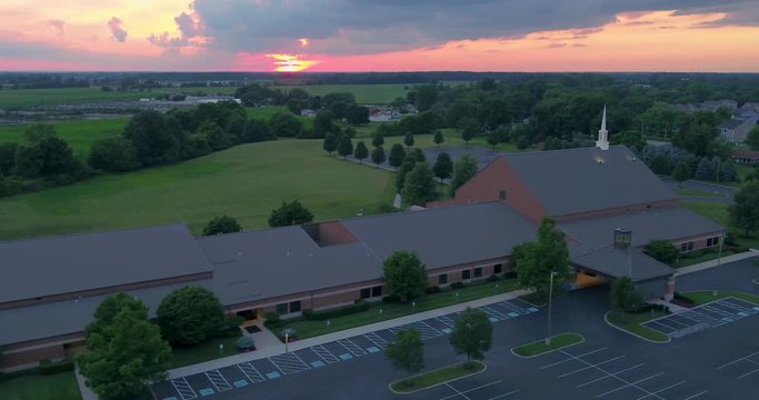 Sunset at a church