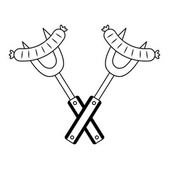 sausages with forks barbecue