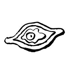 Adjar khachapuri grunge icon. Hand drawn khachapuri with egg vector icon.