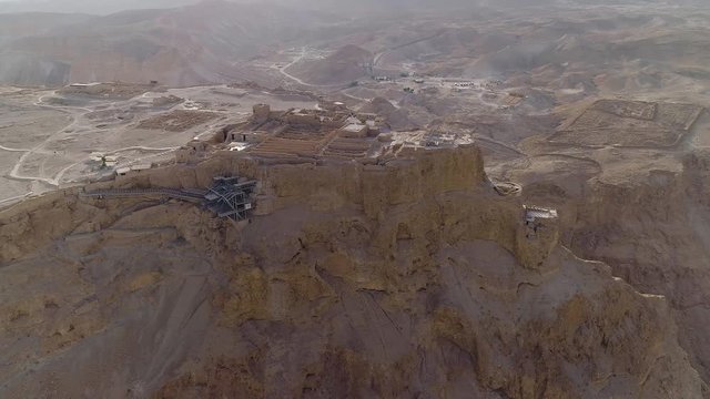 Metsada, Israel, aerial view 4k footage