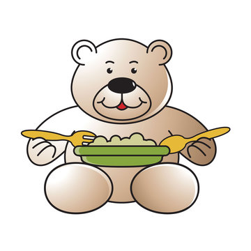 bear eating food, cartoon style clip art preview