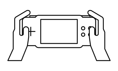 hands holding control on white background