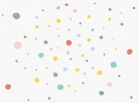 Colorful polka dot confetti watercolor and pencil colors painting abstract background illustration