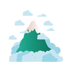 mountain with clouds isolated icon