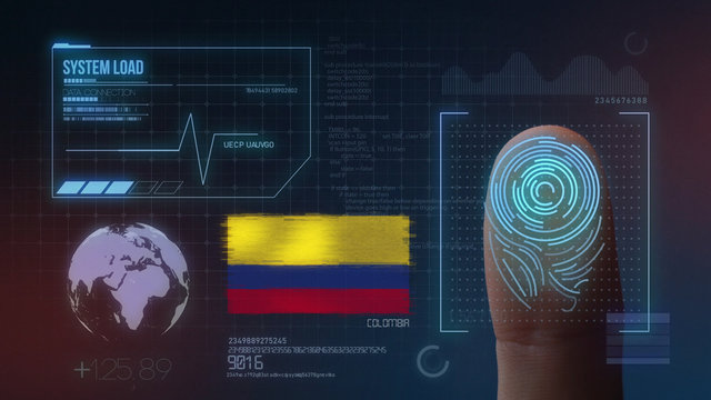 Finger Print Biometric Scanning Identification System. Colombia Nationality