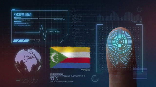 Finger Print Biometric Scanning Identification System. Comoros Nationality - Powered by Adobe