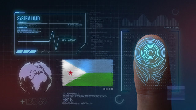 Finger Print Biometric Scanning Identification System. Djibouti Nationality - Powered by Adobe