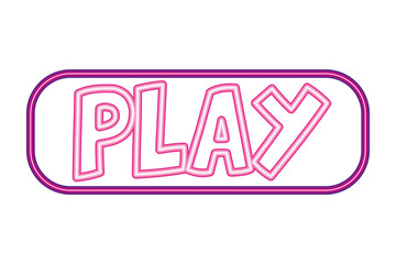 Fototapeta premium play button neon white background