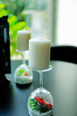 modern candle on the table