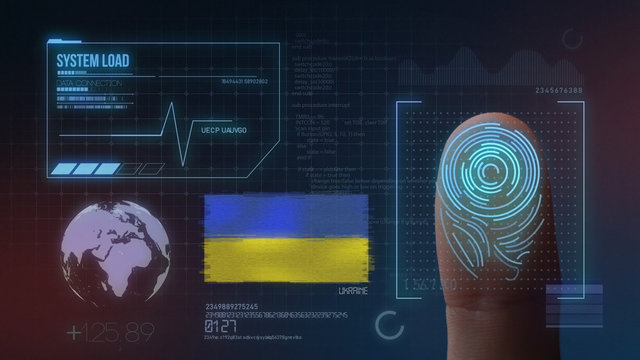 Finger Print Biometric Scanning Identification System. Ukraine Nationality - Powered by Adobe