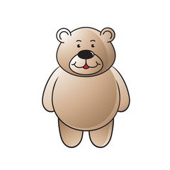 Fototapeta na wymiar happy cute bear cartoon standing isolated on white background